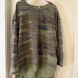 Z Supply Olive and Navy Camouflage Sweater